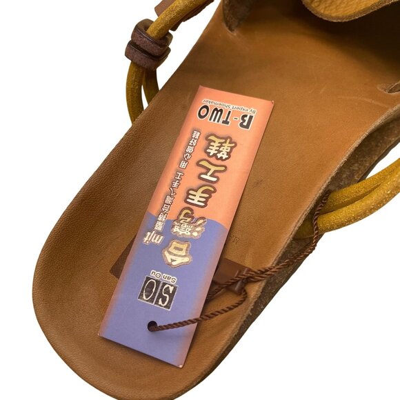 San Ou Womens Brown & Yellow Leather Open-Toe Slingback Sandals Size EU38/US7 - Picture 7 of 9